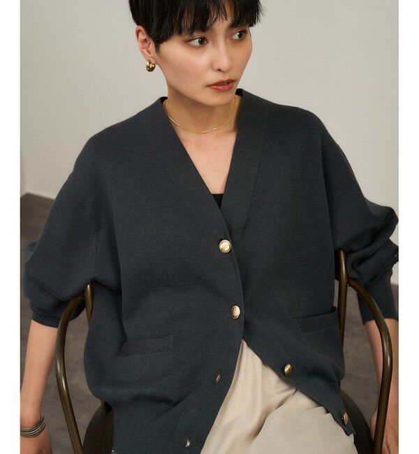 SALON adam et rope'「【WEB限定】メタルボタンスウェットライクラインカーディガン 2［新色追加］」|カーディガン|