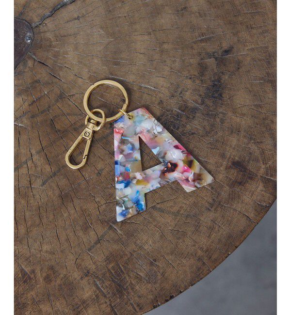 SALON adam et rope'「アルファベットマーブルプレートチャーム」|チャーム・キーホルダー|ローズピンク(64)