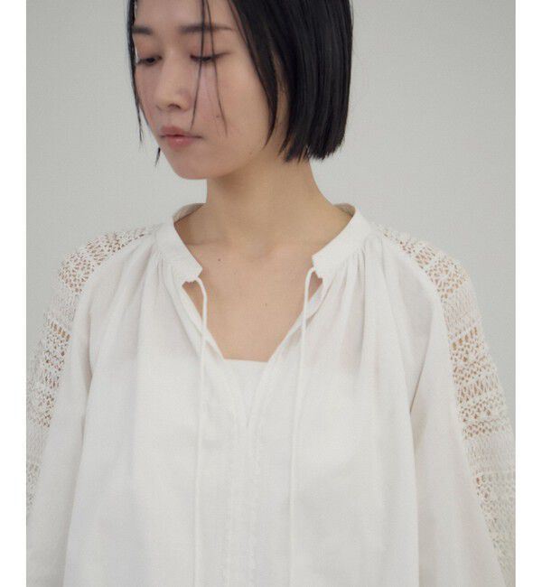 SALON adam et rope'「 【WEB限定】レースアクセントブラウス」|シャツ・ブラウス|