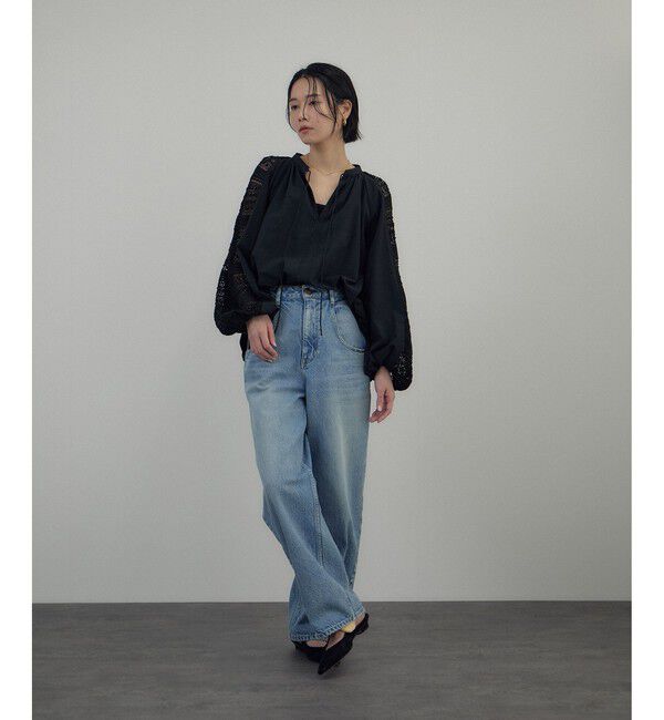 SALON adam et rope'「 【WEB限定】レースアクセントブラウス」|シャツ・ブラウス|