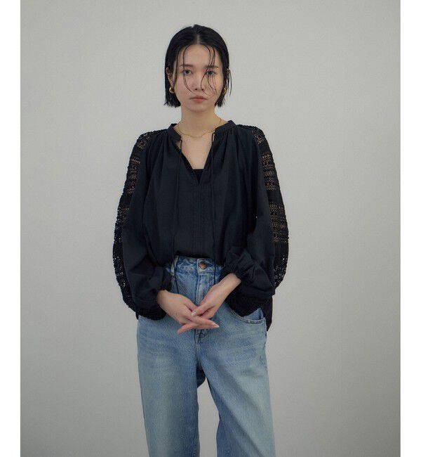 SALON adam et rope'「 【WEB限定】レースアクセントブラウス」|シャツ・ブラウス|