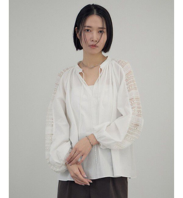 SALON adam et rope'「 【WEB限定】レースアクセントブラウス」|シャツ・ブラウス|