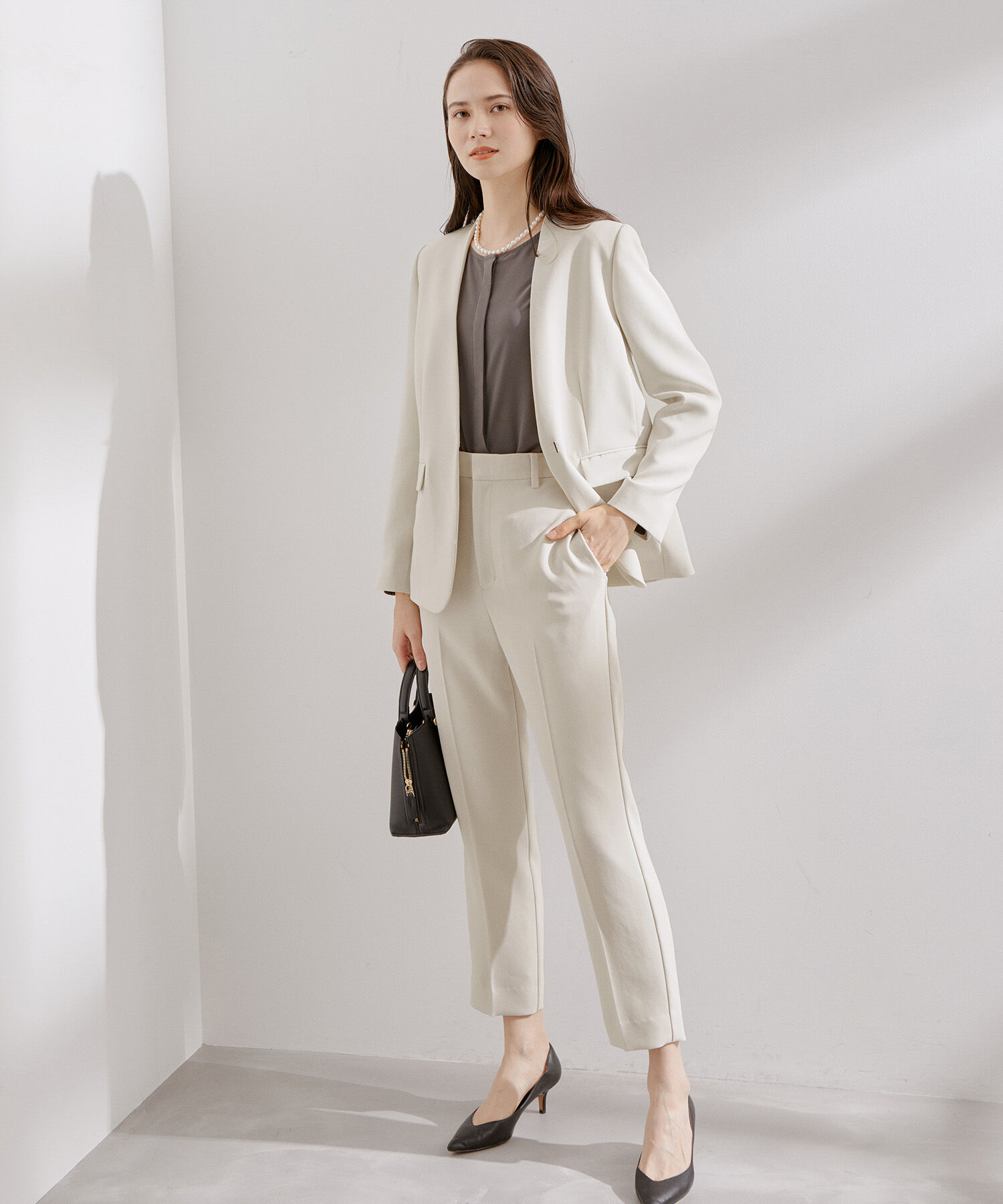 ROPE「【洗える】アセテートダブルクロス サイドアジャストテーパードパンツ/セレモニー・セットアップ対応」|その他|