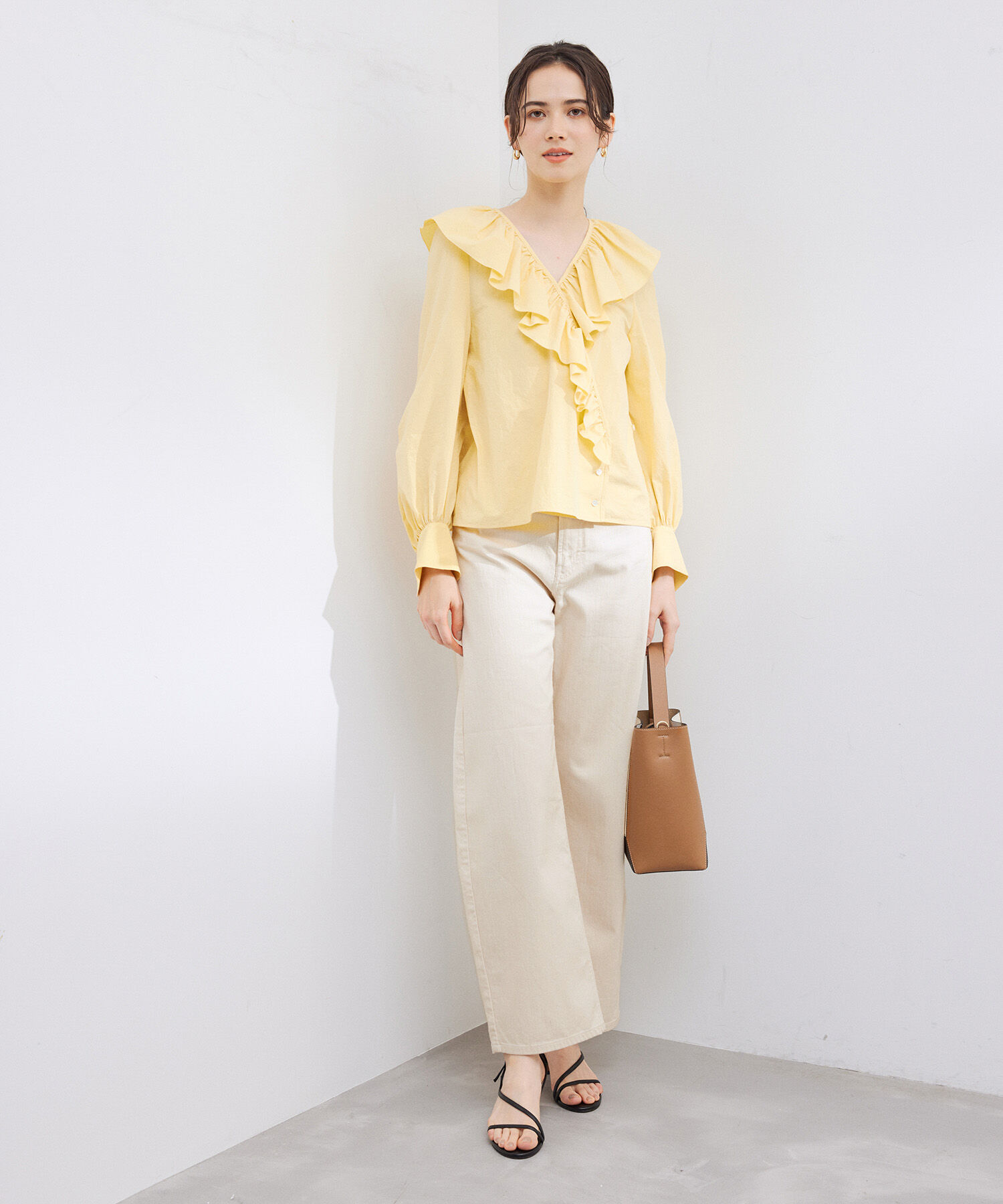 ROPE「【洗える】カーブラインカラーチノデニムパンツ」|チノ|