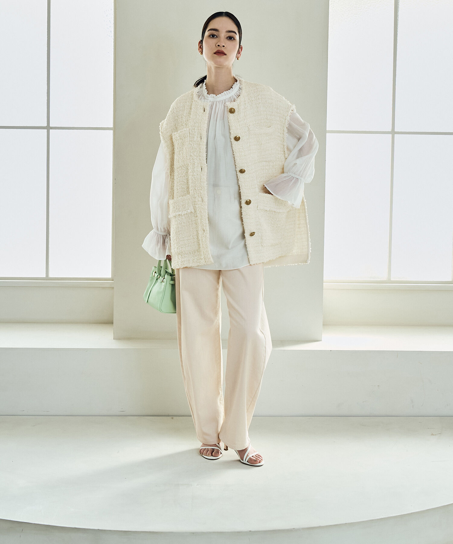 ROPE「【洗える】カーブラインカラーチノデニムパンツ」|チノ|