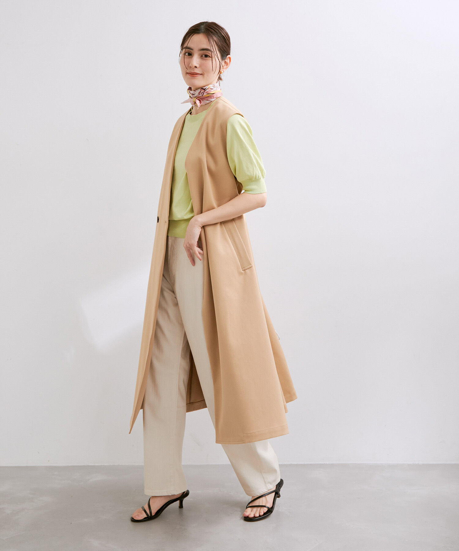 ROPE「【洗える】カーブラインカラーチノデニムパンツ」|チノ|