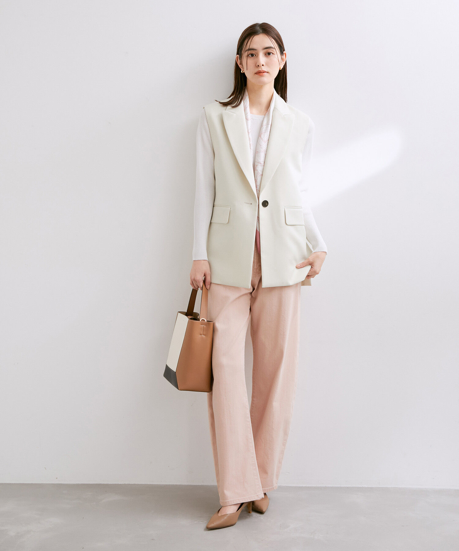 ROPE「【洗える】カーブラインカラーチノデニムパンツ」|チノ|