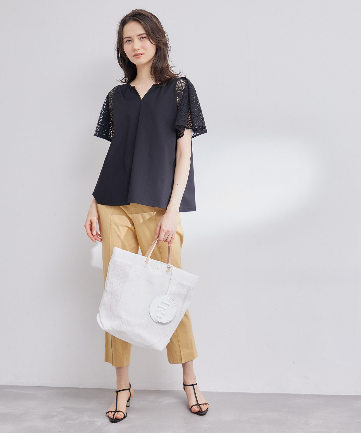 ROPE「フレアースリーブレースカットソー」|Tシャツ・カットソー|