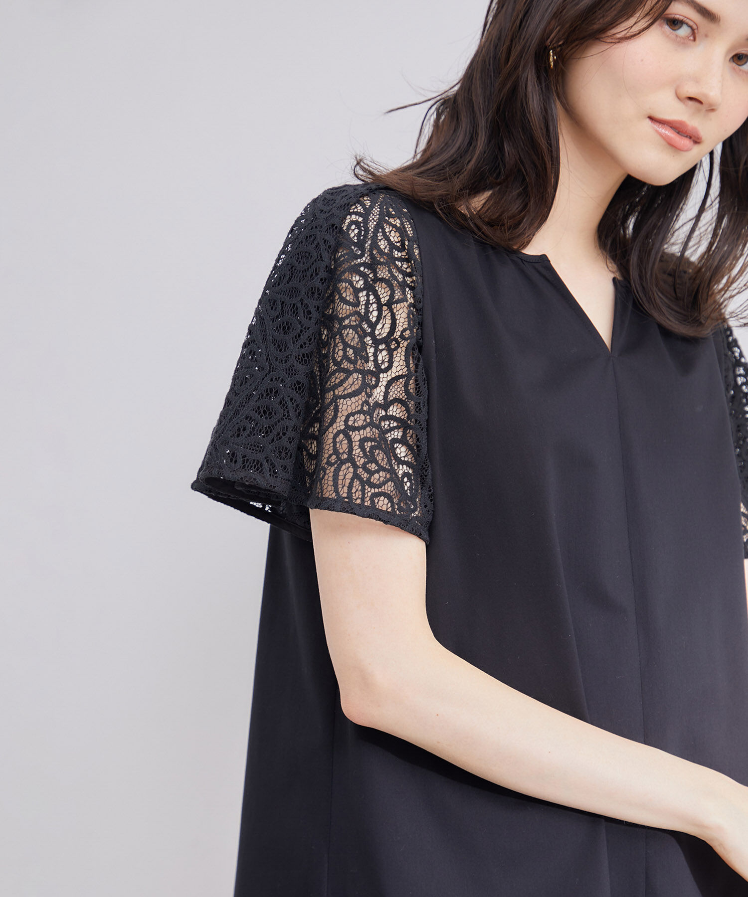 ROPE「フレアースリーブレースカットソー」|Tシャツ・カットソー|