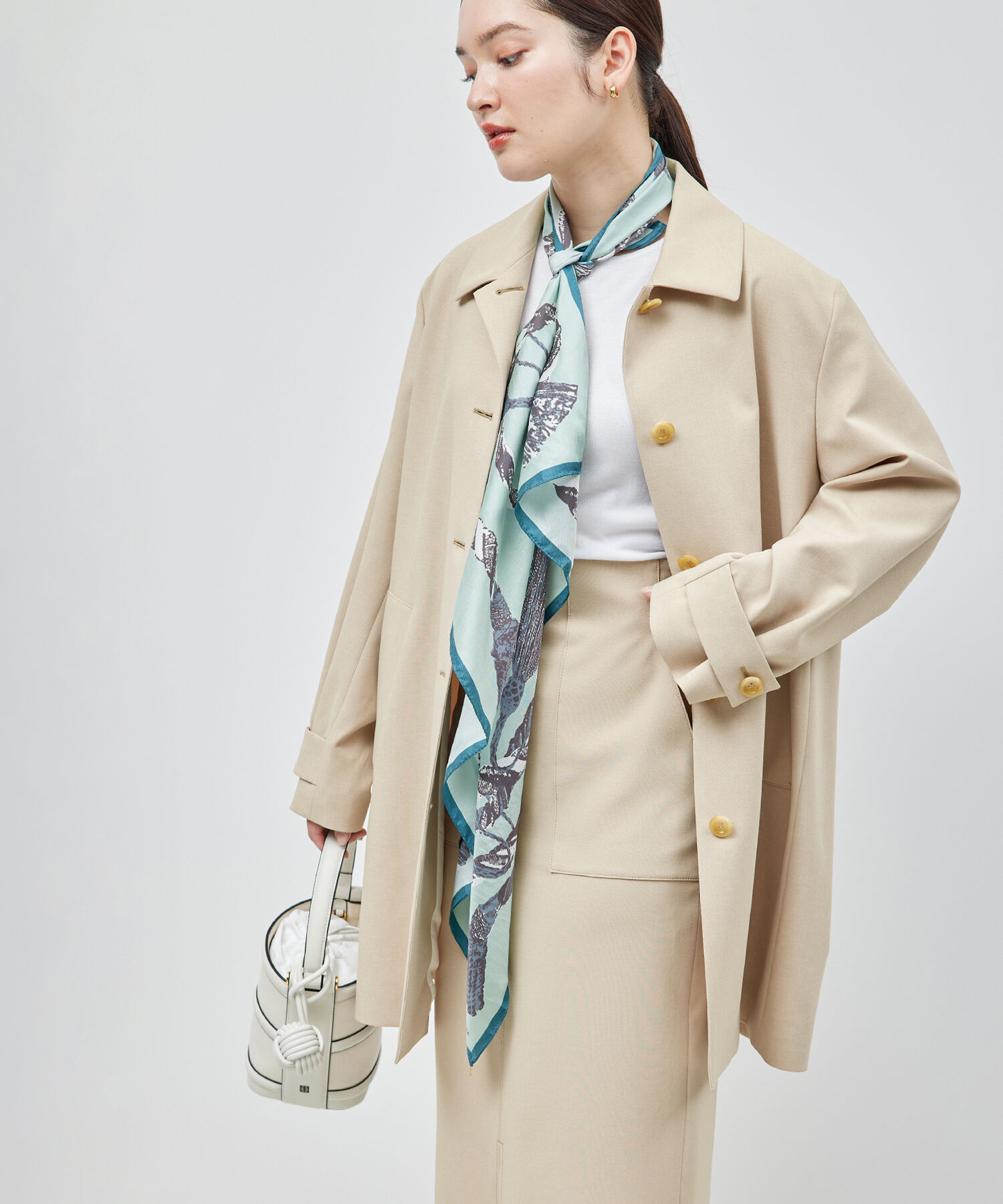 ROPE「ミドル丈ステンカラーコート《軽量・しわになりにくい・ストレッチ素材》」|ステンカラーコート|ベージュ(27)