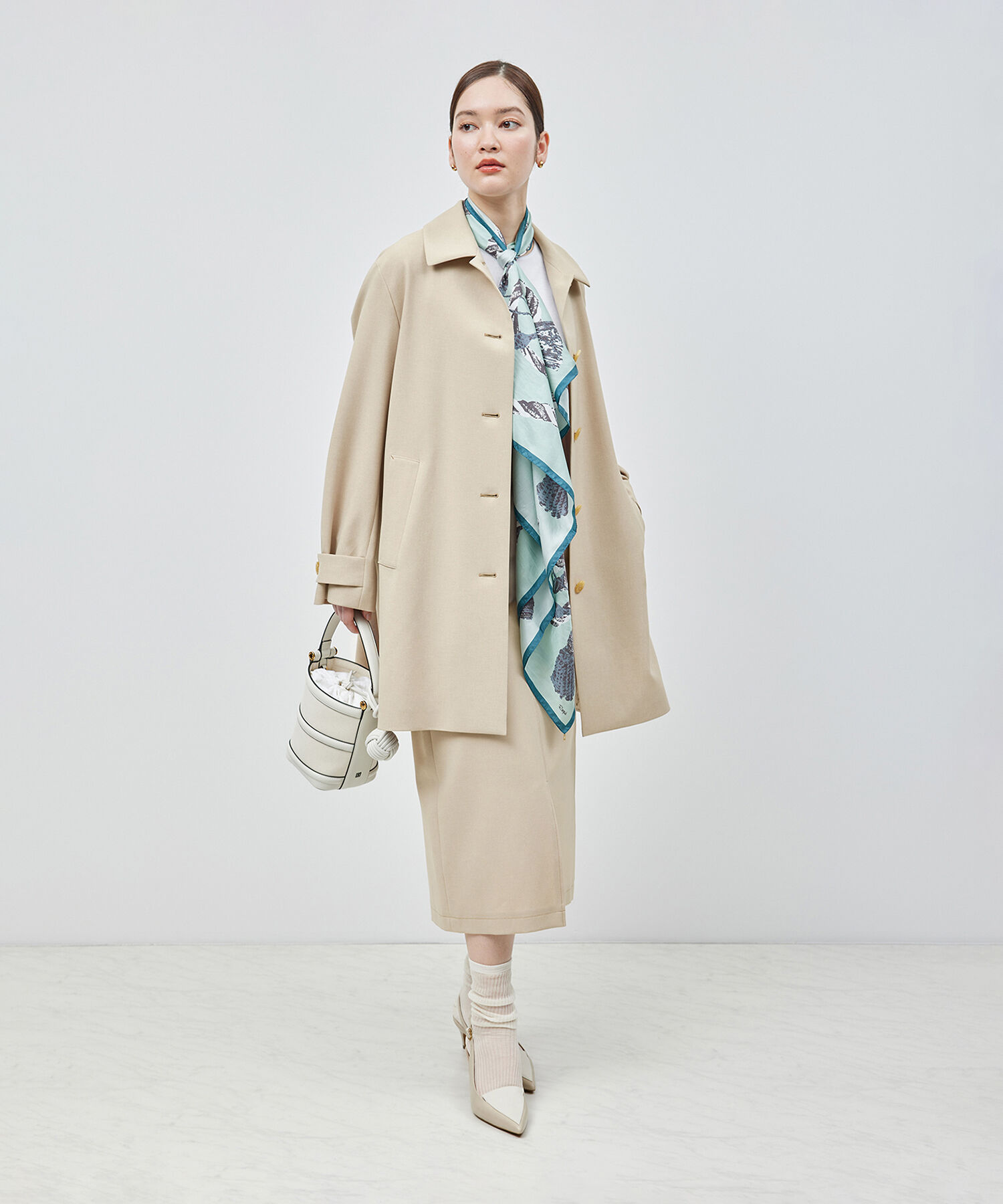 ROPE「ミドル丈ステンカラーコート《軽量・しわになりにくい・ストレッチ素材》」|ステンカラーコート|