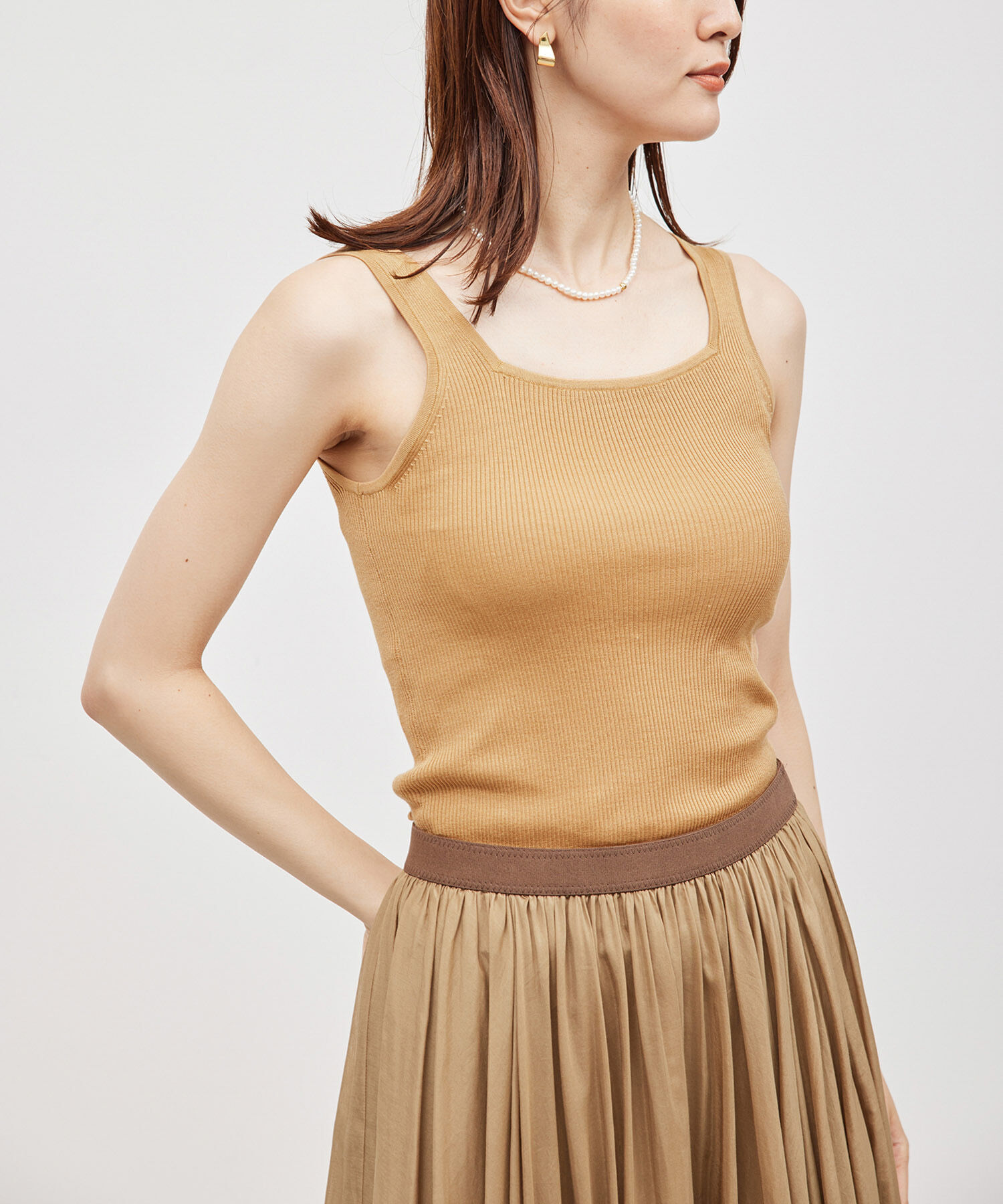 ROPE「【スキンニット】シルク100％タンクトップ/洗える」|タンクトップ|