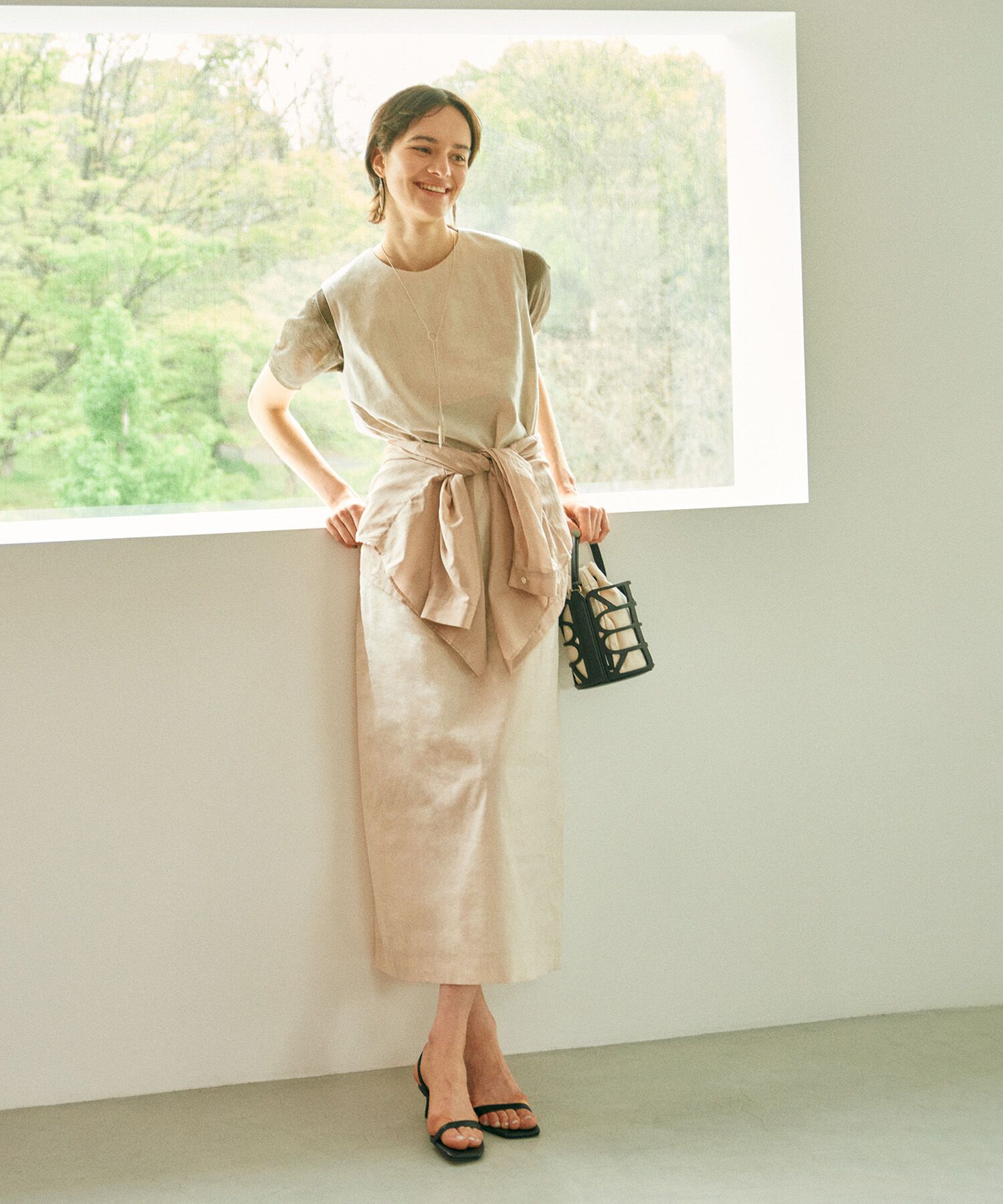 ROPE「【洗える】ラメシアーニット半袖プルオーバー【アンサンブル対応】」|ニット・セーター|