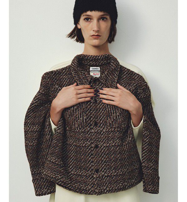 ROPE「【COOHEM】VELVET CHECK TWEED JACKET (コーヘン/ツイードジャケット)」|ブルゾン・スタジャン|コゲ茶メイン