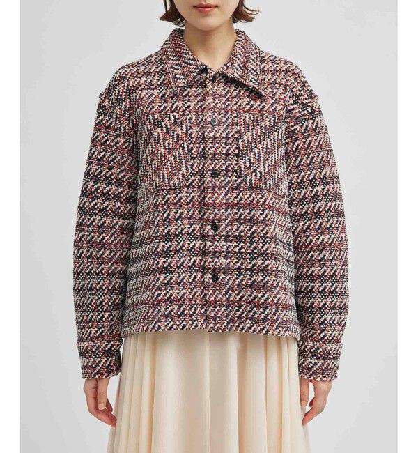 ROPE「【COOHEM】VELVET CHECK TWEED JACKET (コーヘン/ツイードジャケット)」|ブルゾン・スタジャン|オレンジ