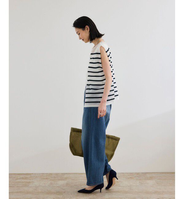 ROPE「【洗える】ワンタック ワイドデニムパンツ」|デニム|