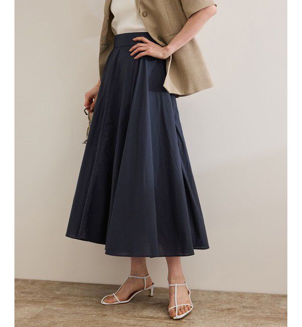 ROPE「【洗える】ナイロンコットンタフタサーキュラースカート」|スカート|ネイビー(40)