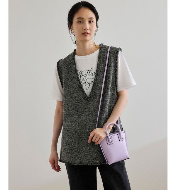 ROPE「【洗える】【WEB・一部店舗限定】サマーツイードオーバージレ」|ベスト・ジレ|ブラック系(02)