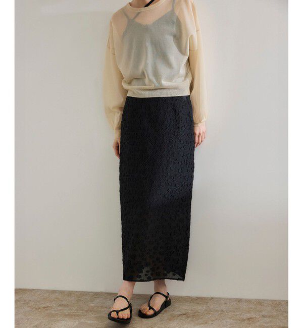 ROPE「【洗える】【WEB・一部店舗限定】フラワージャガードスカート/セットアップ対応」|スカート|