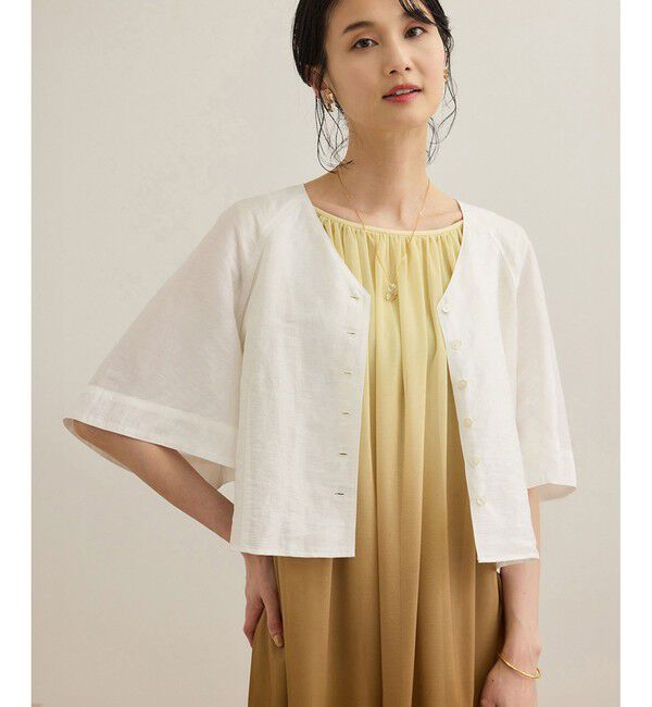 ROPE「カーディ半袖ブラウス/洗える」|シャツ・ブラウス|