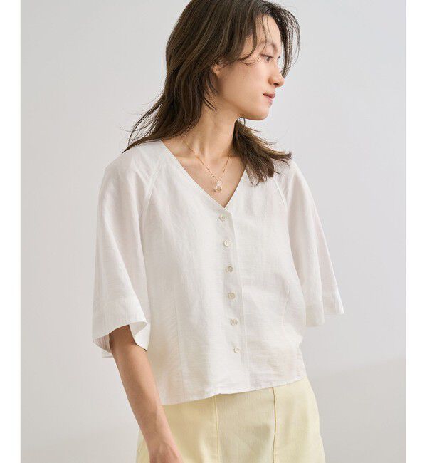 ROPE「カーディ半袖ブラウス/洗える」|シャツ・ブラウス|