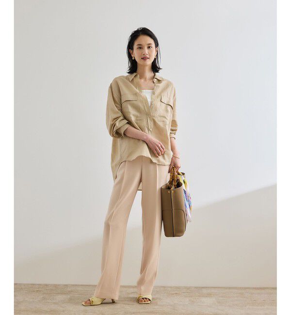 ROPE「ブライトリネン フラップシャツブラウス/洗える」|シャツ・ブラウス|