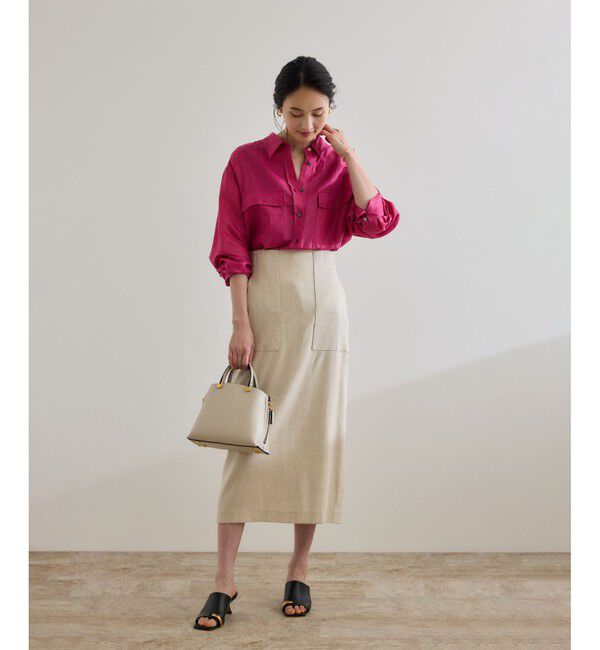 ROPE「ブライトリネン フラップシャツブラウス/洗える」|シャツ・ブラウス|