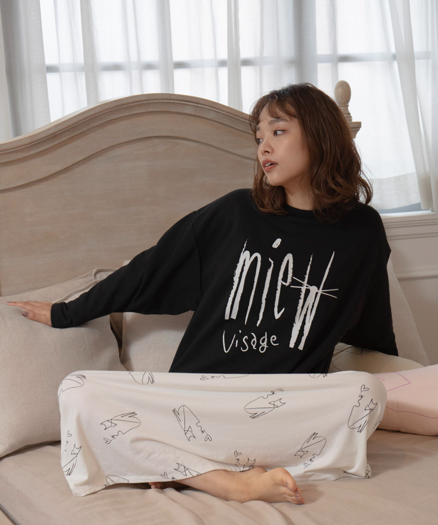 VIS「【ViSage】【ViS CHAT】プリント裏毛Tシャツ」|ルームウェア|