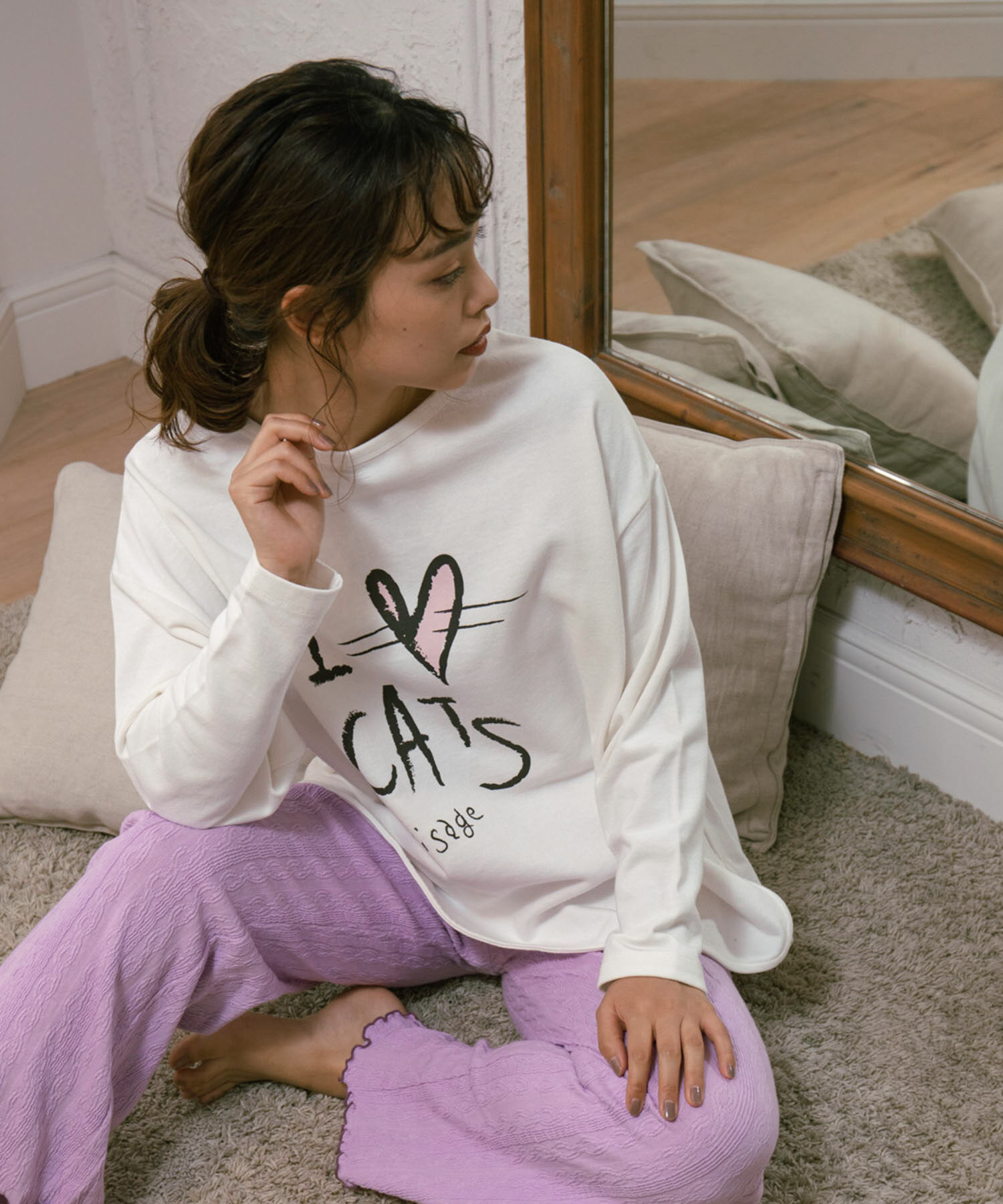 VIS「【ViSage】【ViS CHAT】プリント裏毛Tシャツ」|ルームウェア|