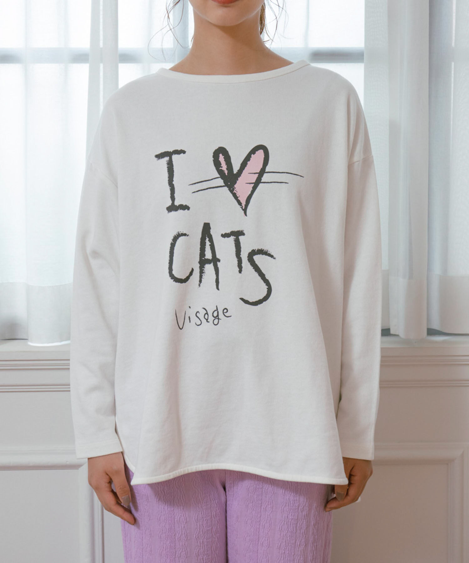 VIS「【ViSage】【ViS CHAT】プリント裏毛Tシャツ」|ルームウェア|