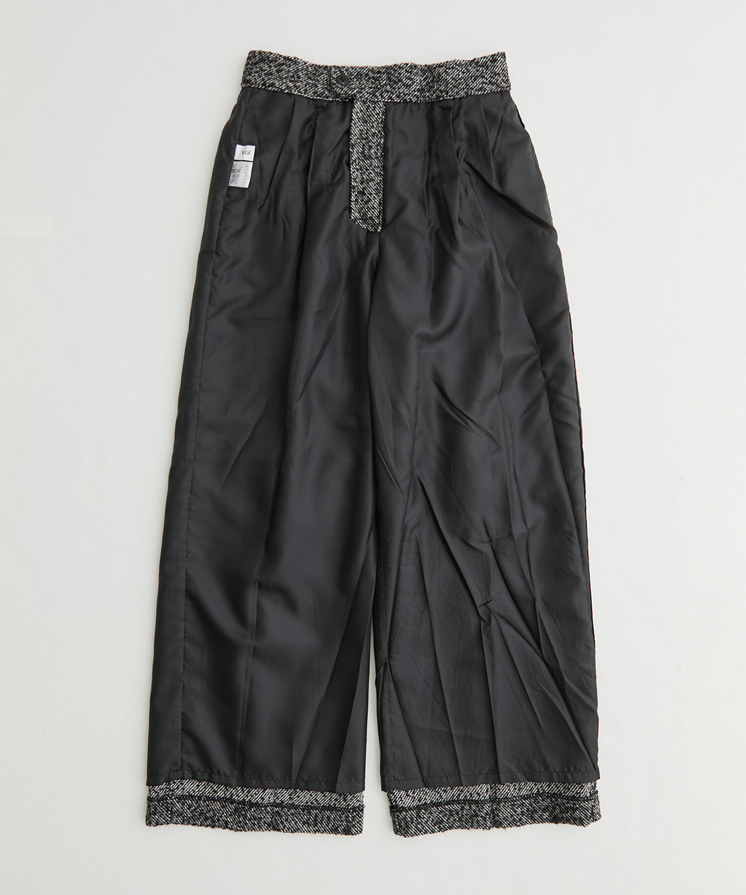 VIS「【洗える】ツイードワイドパンツ」|スラックス|