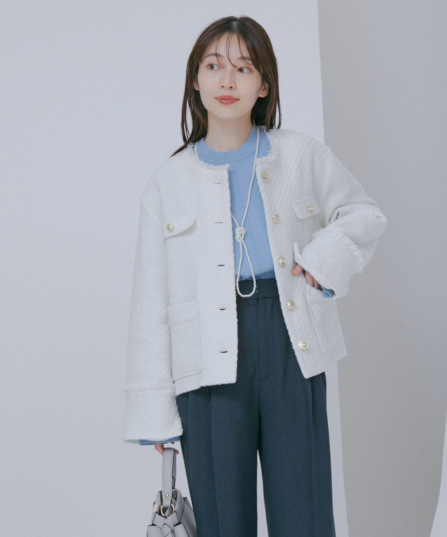 VIS「金釦フリンジツイードジャケット」|その他|