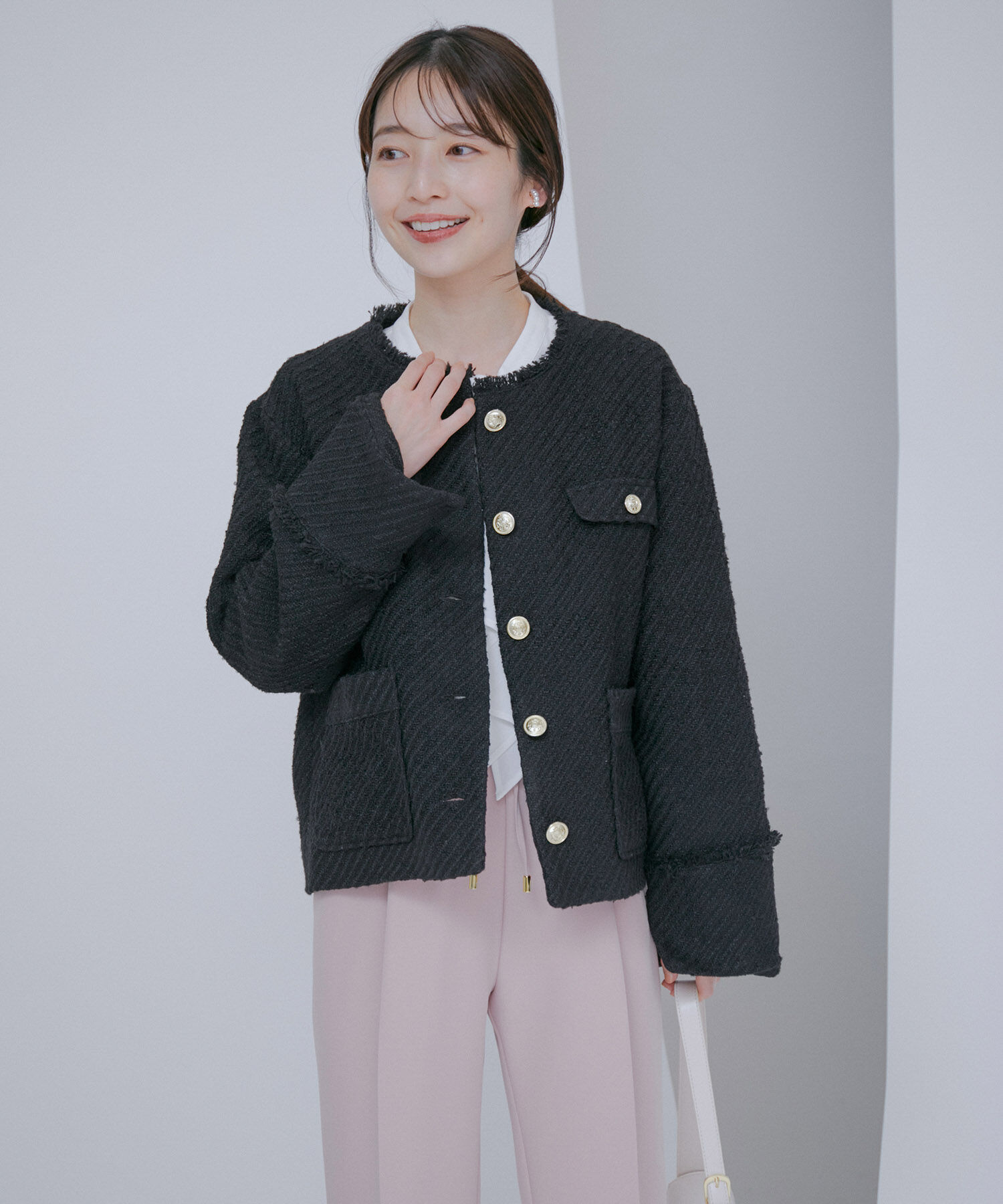 VIS「金釦フリンジツイードジャケット」|その他|