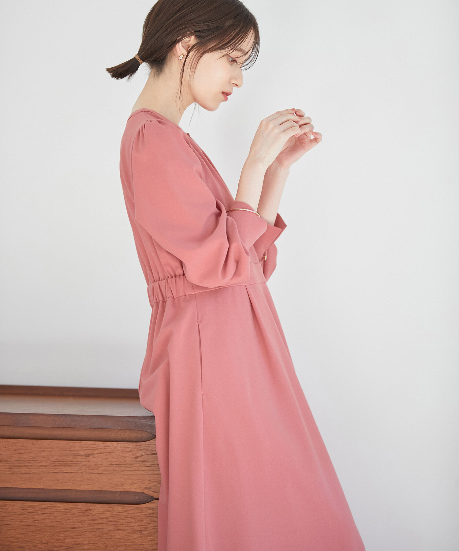 VIS「【270days美ストレッチシリーズ】【洗える】スキッパーワンピース」|ワンピース|