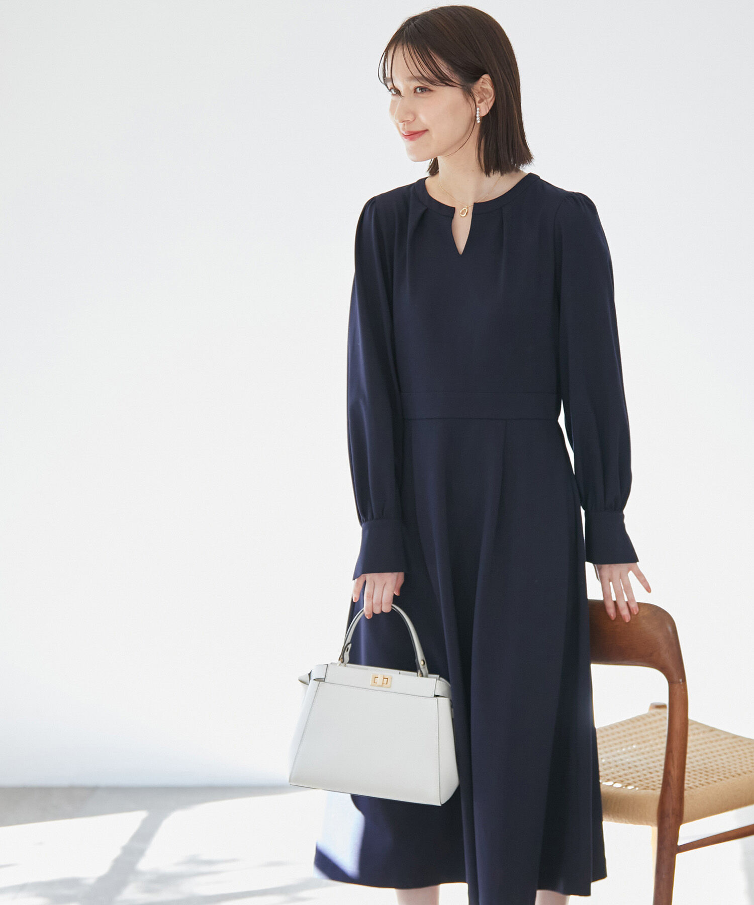 VIS「【270days美ストレッチシリーズ】【洗える】スキッパーワンピース」|ワンピース|