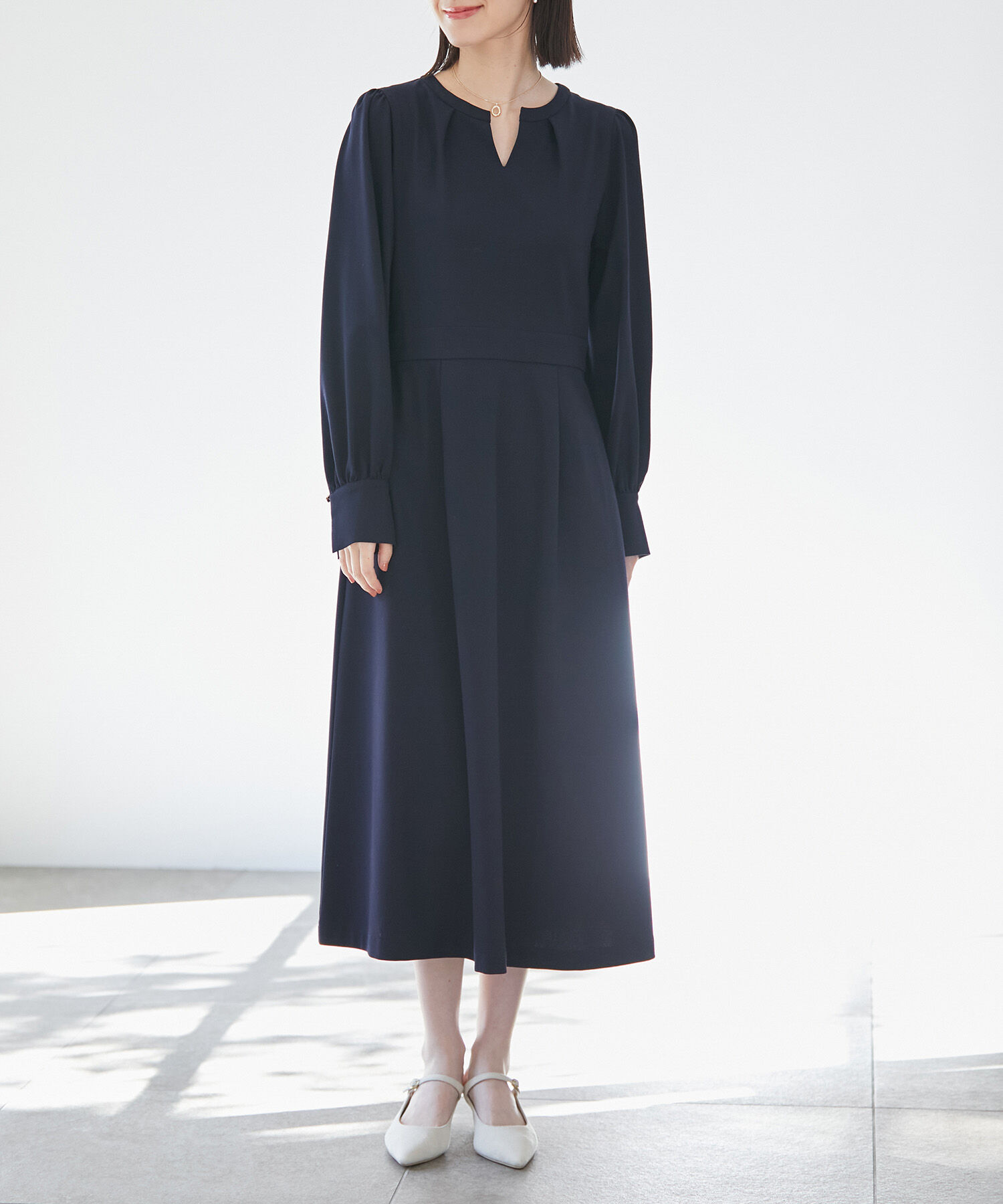 VIS「【270days美ストレッチシリーズ】【洗える】スキッパーワンピース」|ワンピース|