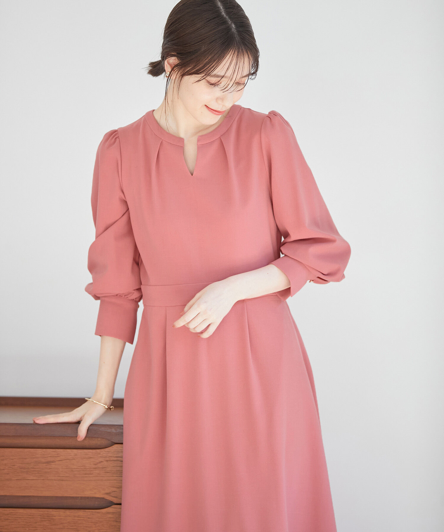 VIS「【270days美ストレッチシリーズ】【洗える】スキッパーワンピース」|ワンピース|