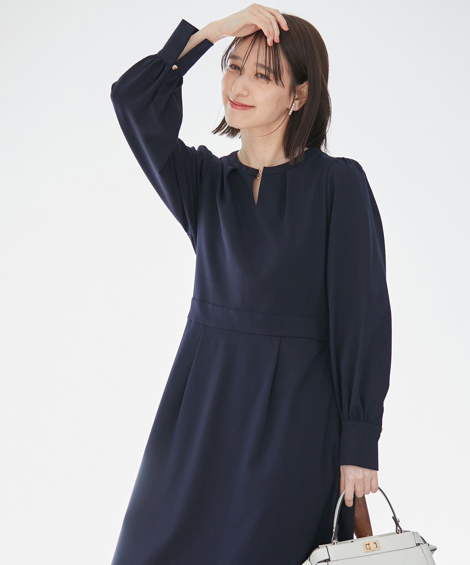 VIS「【270days美ストレッチシリーズ】【洗える】スキッパーワンピース」|ワンピース|