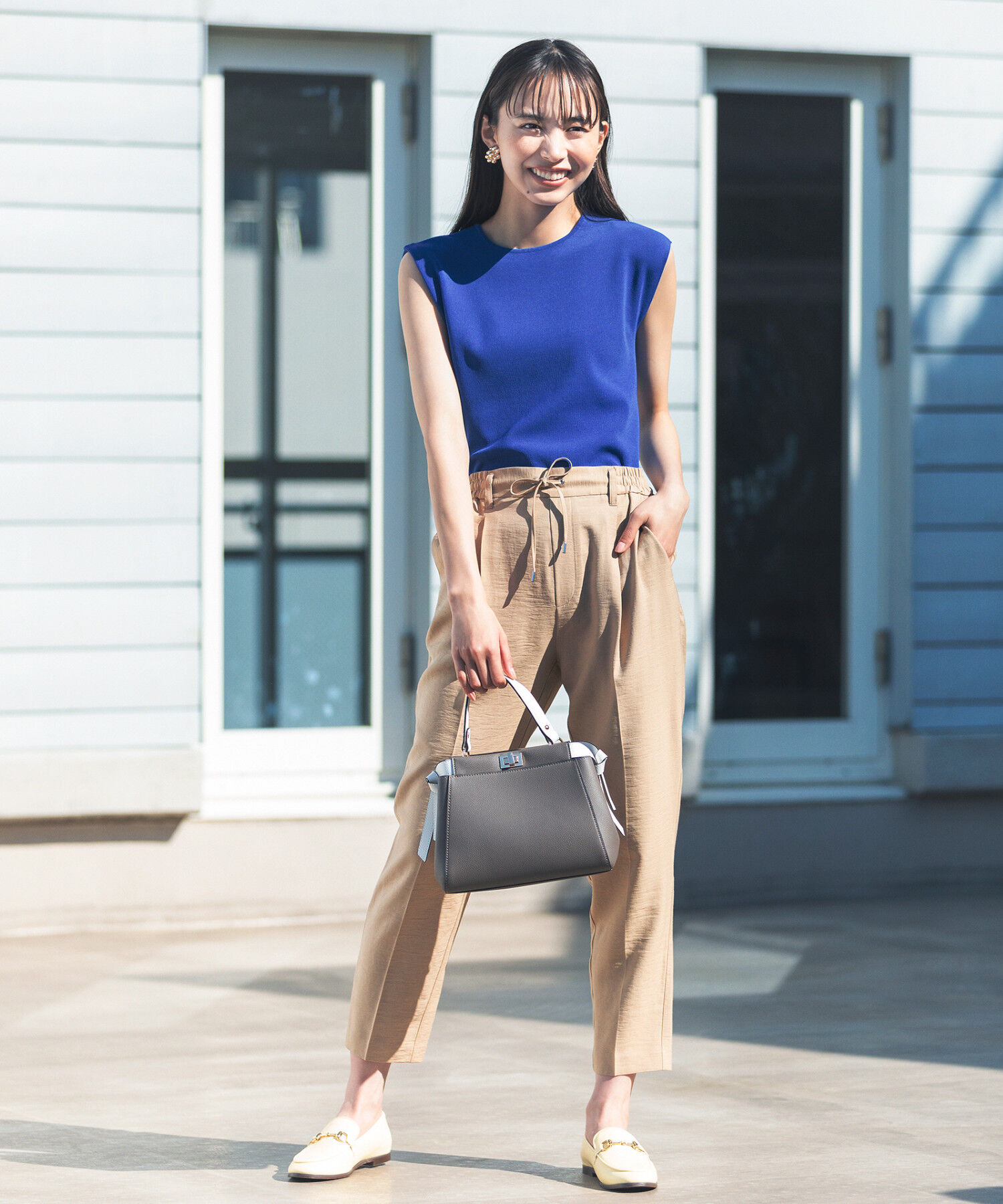 VIS「【接触冷感・洗える】イージーテーパードパンツ」|スラックス|