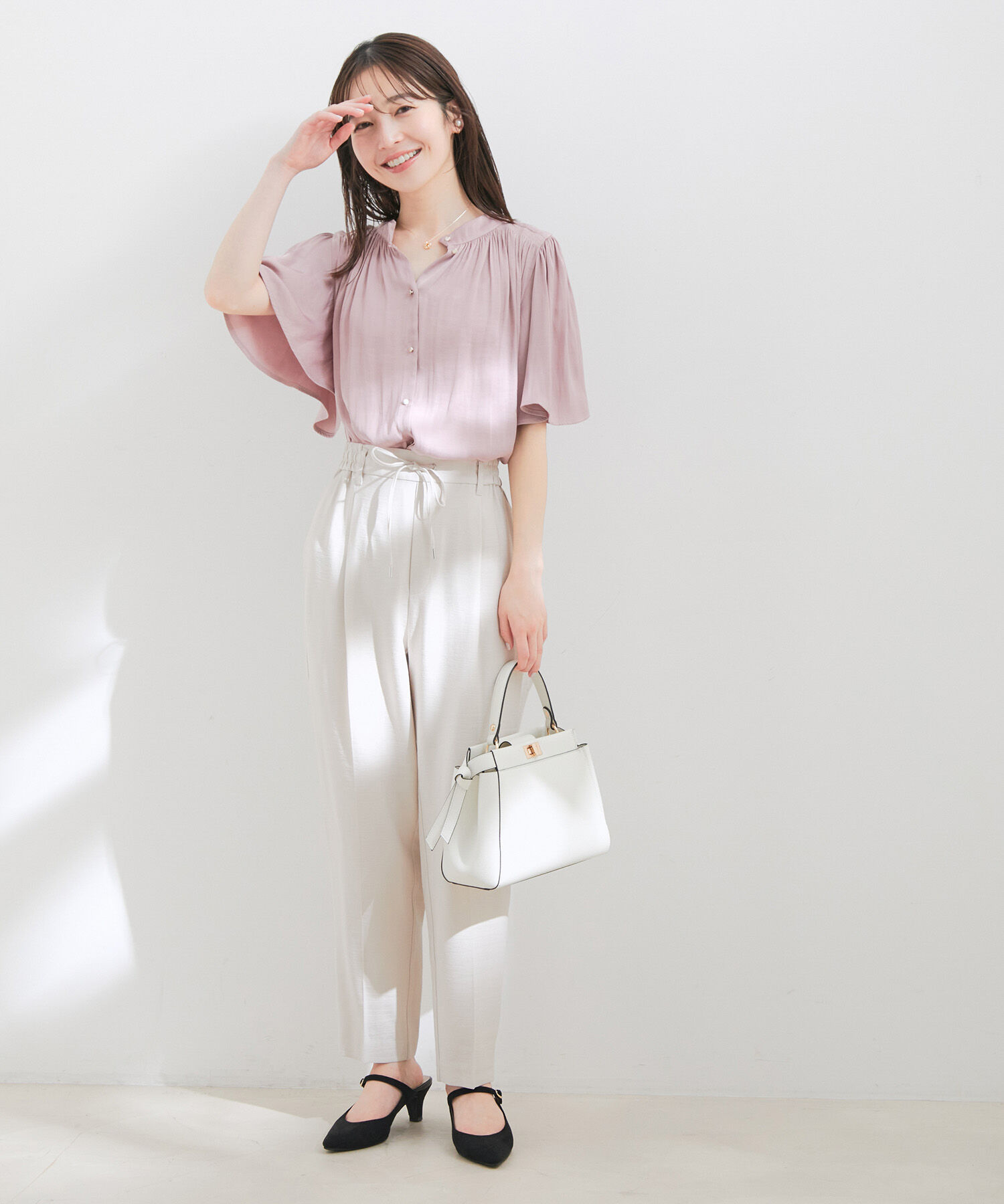 VIS「【接触冷感・洗える】イージーテーパードパンツ」|スラックス|