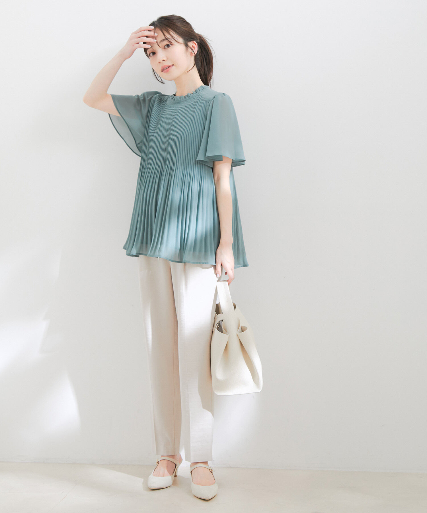 VIS「【接触冷感・洗える】イージーテーパードパンツ」|スラックス|