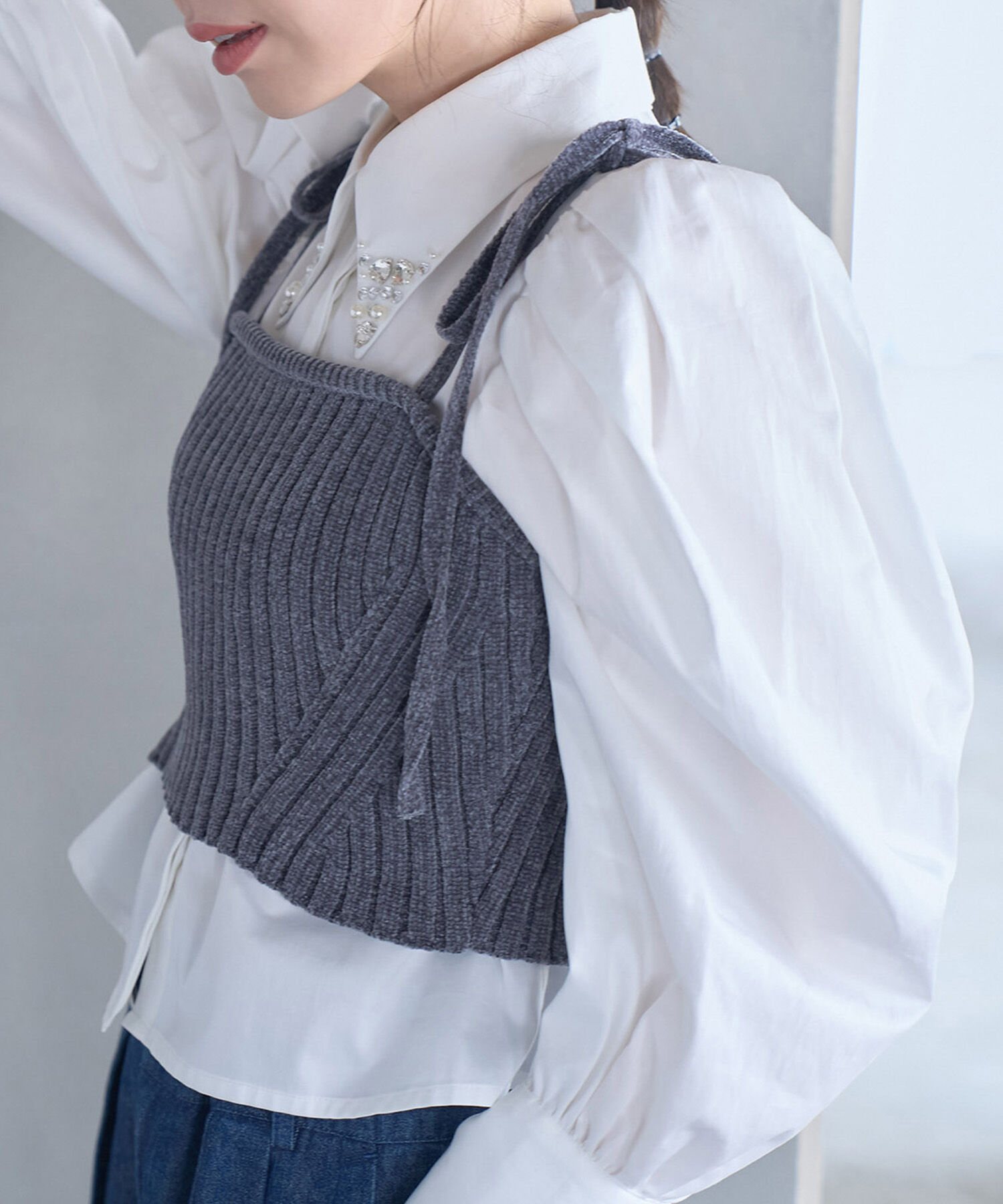 VIS「モールニットビスチェ」|キャミソール|グレー(07)