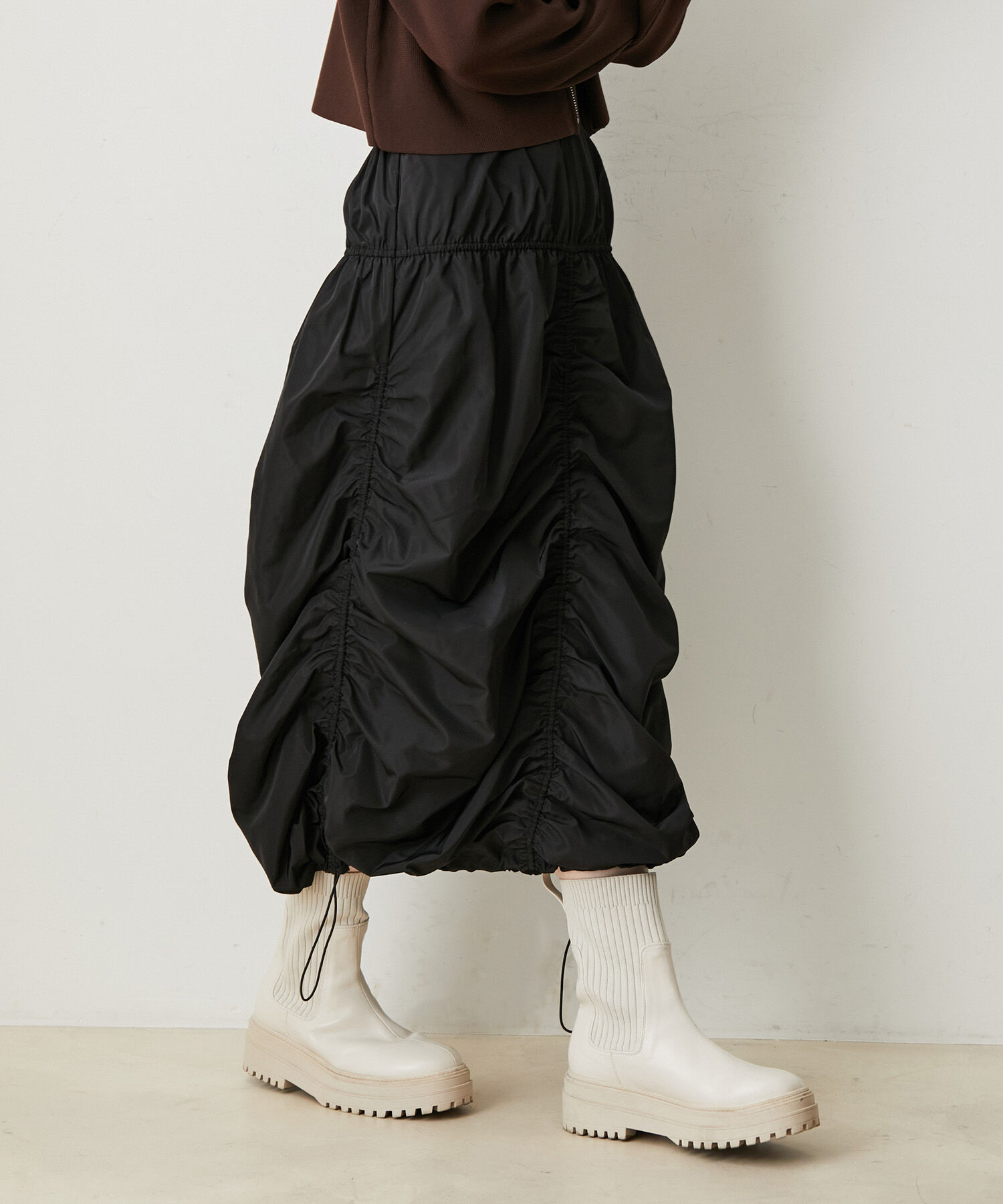VIS「【洗える】ドロストギャザーバルーンスカート」|スカート|