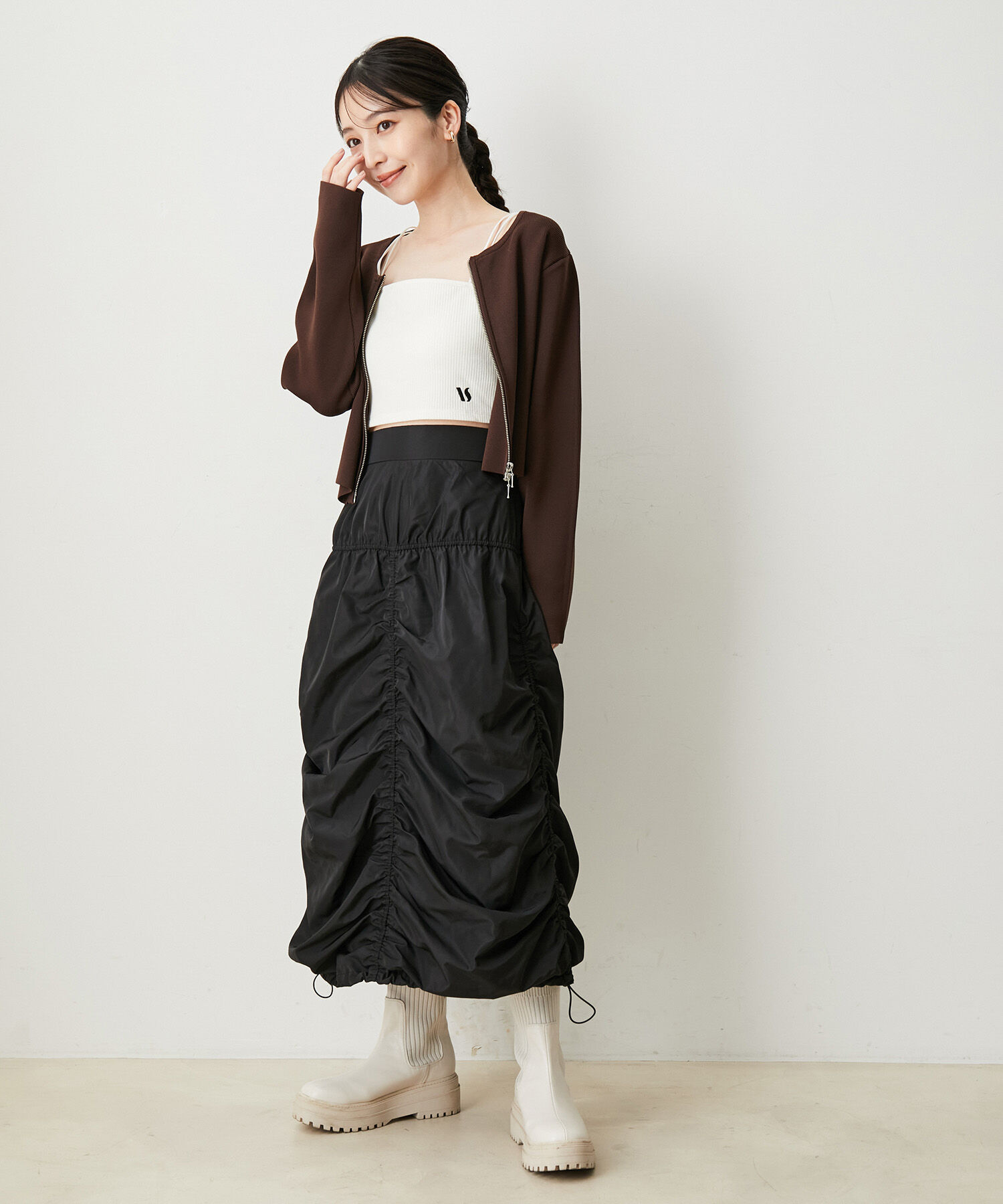 VIS「【洗える】ドロストギャザーバルーンスカート」|スカート|