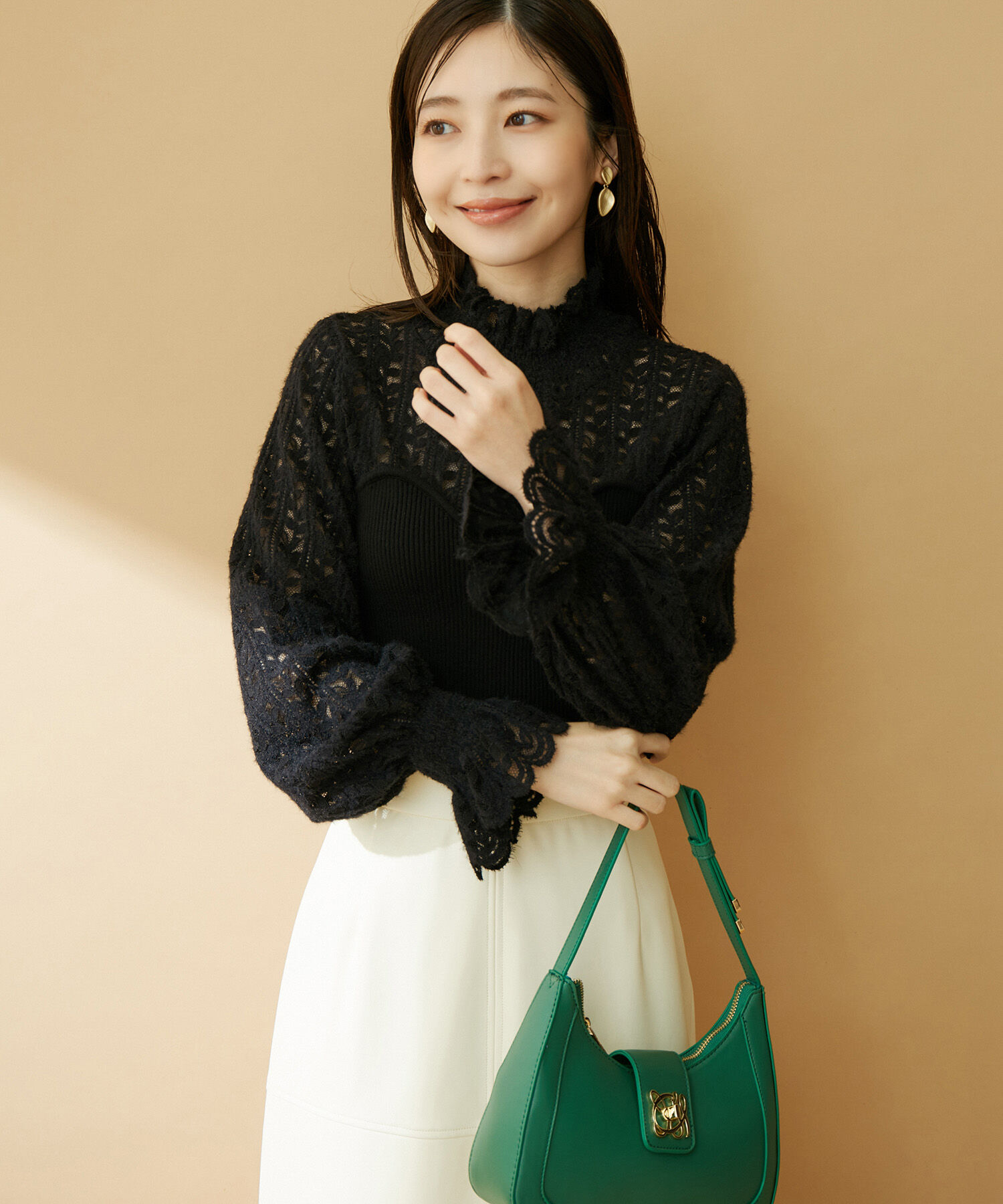 VIS「ビスチェドッキング風フレアスリーブニット」|ニット・セーター|