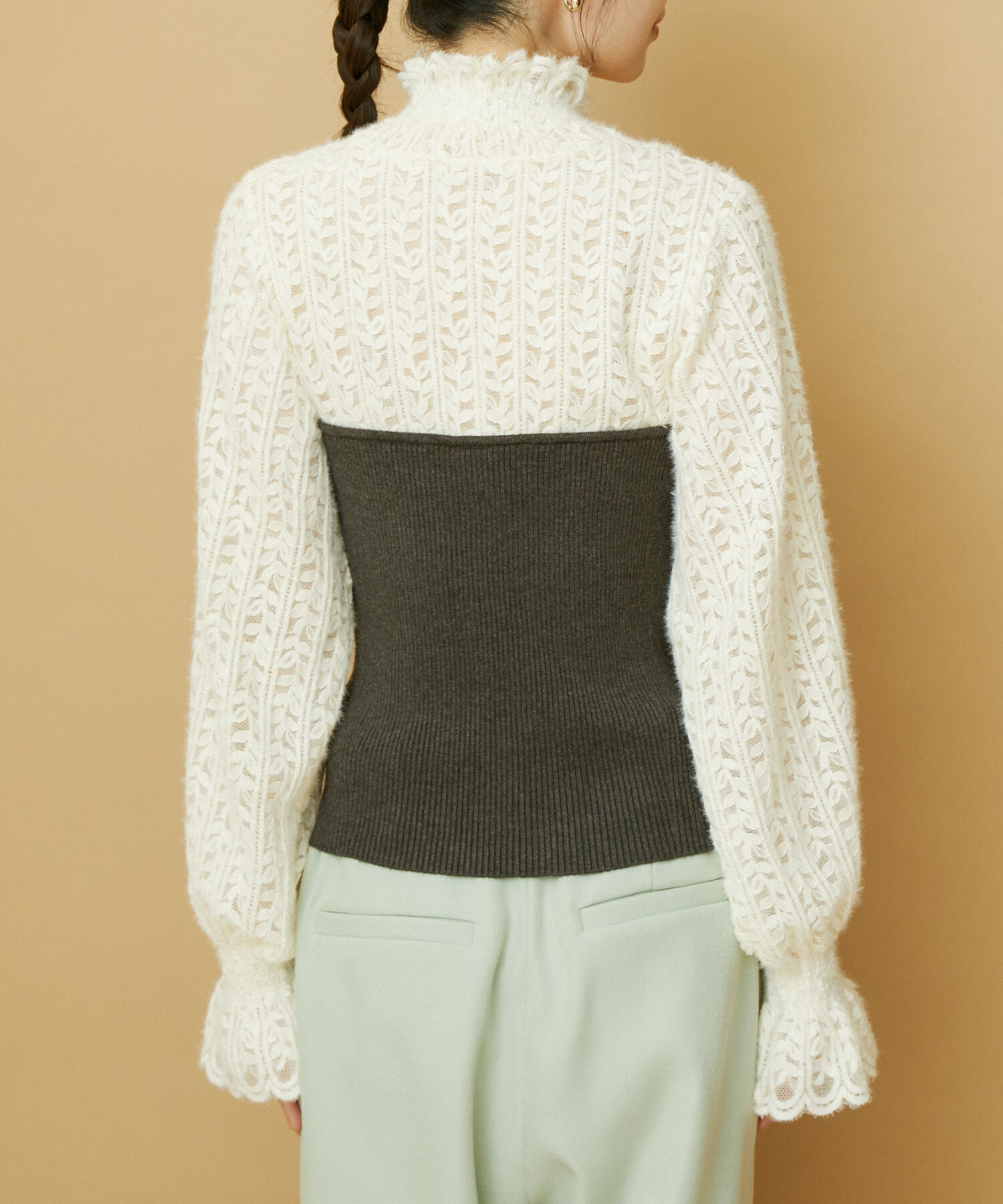 VIS「ビスチェドッキング風フレアスリーブニット」|ニット・セーター|