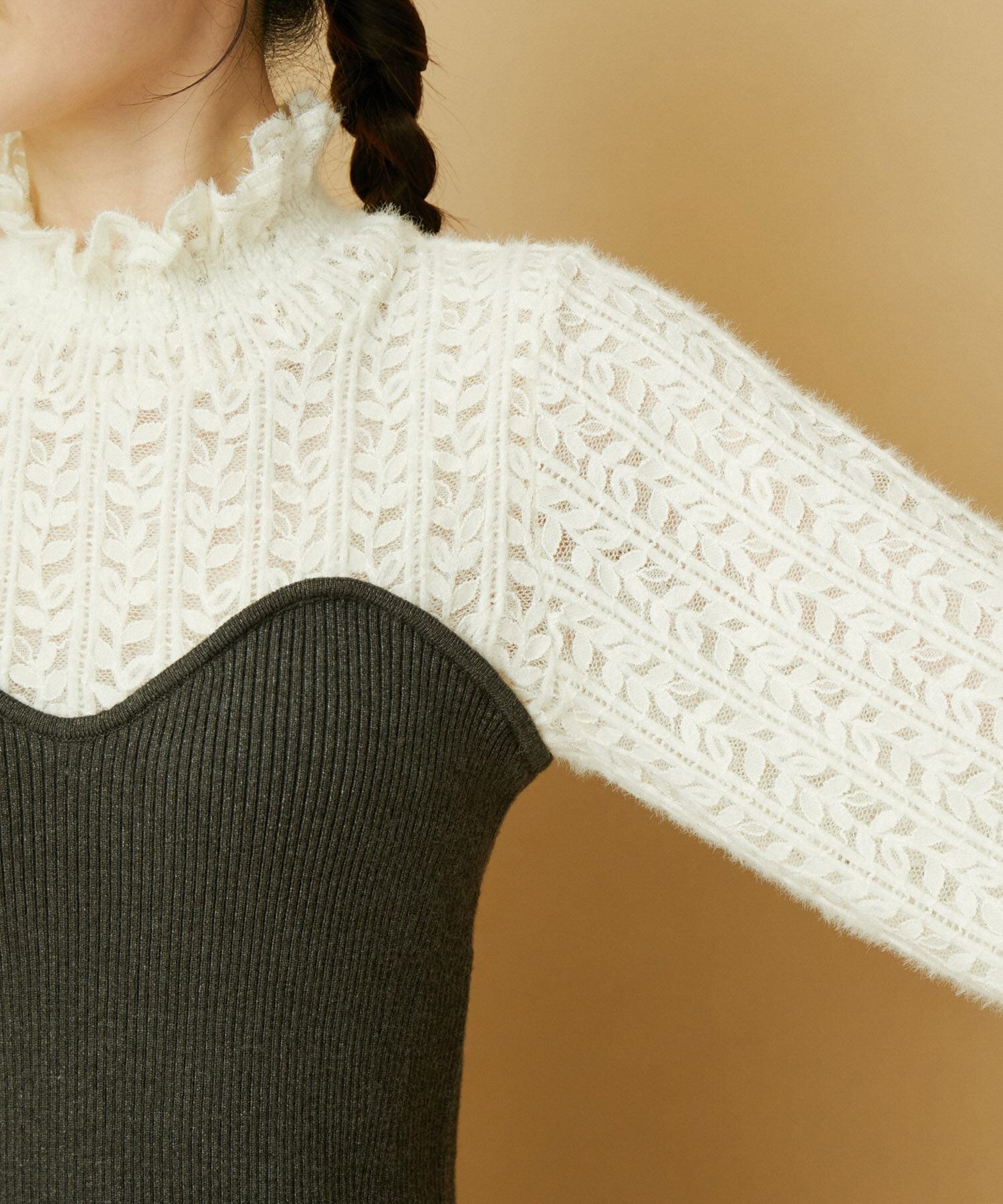 VIS「ビスチェドッキング風フレアスリーブニット」|ニット・セーター|