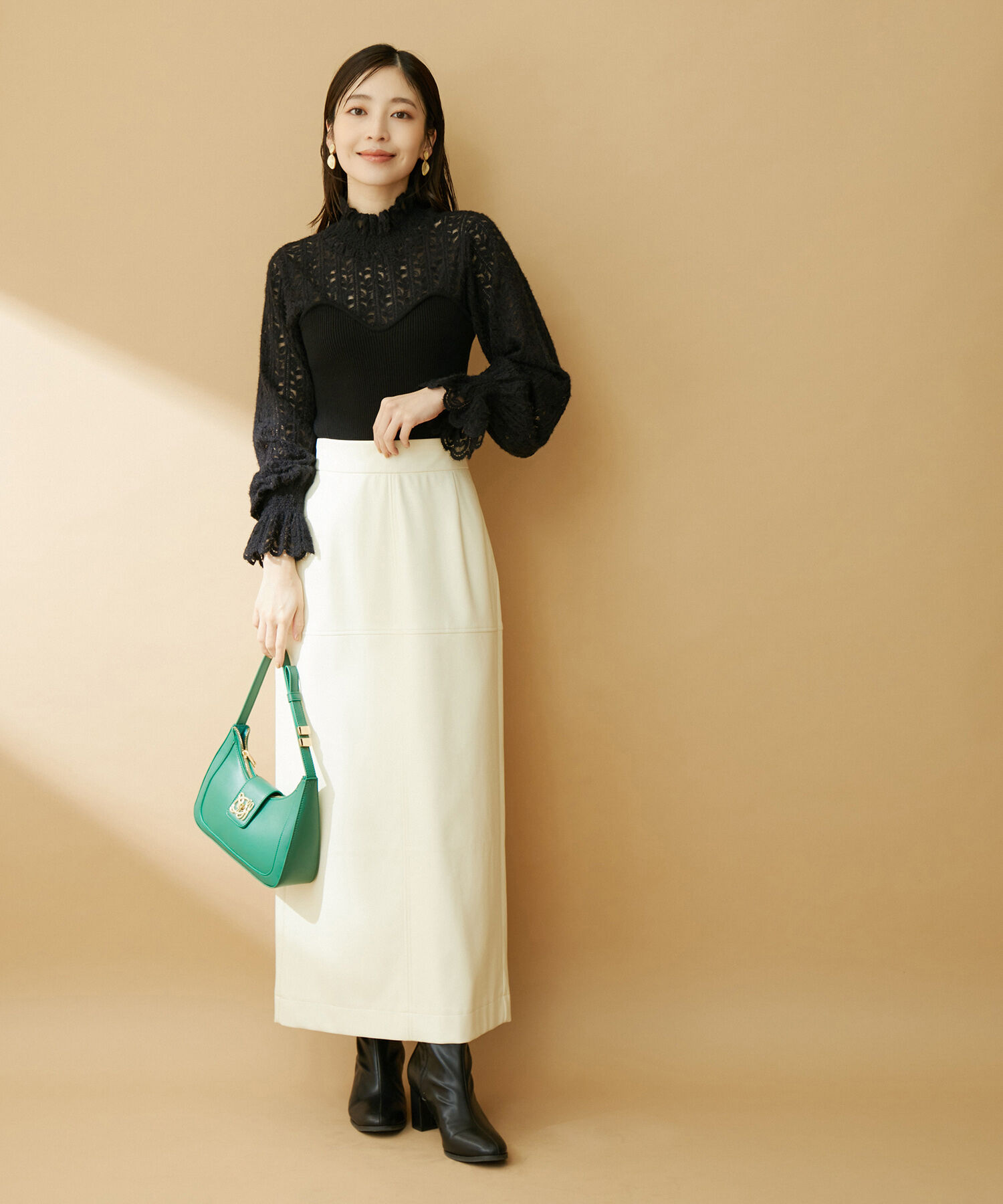 VIS「ビスチェドッキング風フレアスリーブニット」|ニット・セーター|