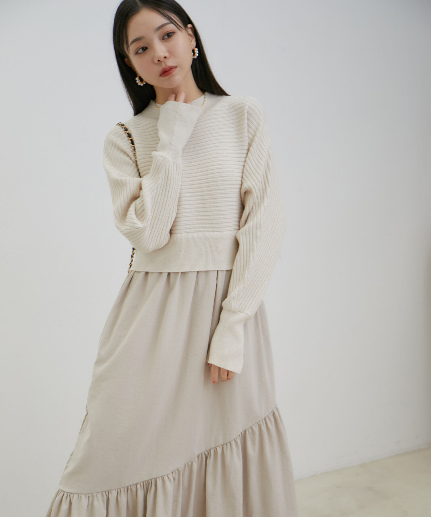 VIS「ドルマンニットドッキングワンピース」|ワンピース|