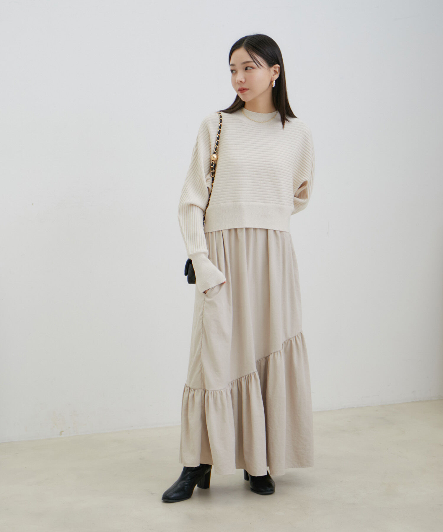 VIS「ドルマンニットドッキングワンピース」|ワンピース|